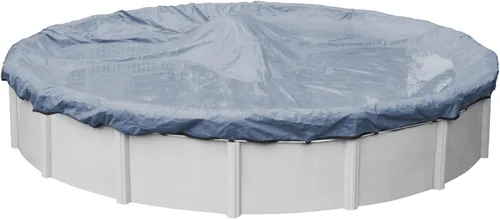 Pool Mate Cubierta de piscina de invierno azul de 12 pies para piscinas sobre el suelo, superposición de 3 pies (tamaño de la cubierta de 15 pies),