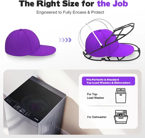 Miniatura 7 de Jaula para lavadora de sombreros para lavadora, estante limpiador de gorras de béisbol para lavadora y lavavajillas, moldeador de tapas estructurado