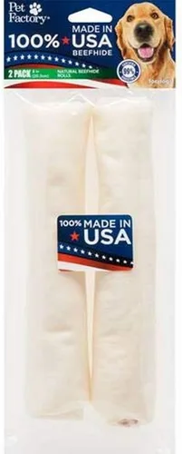 Miniatura 9 de Pet Factory 100% fabricado en Estados Unidos, rollo de piel de res de 12 pulgadas, sabor natural, 1 unidad/1 paquete