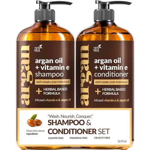 artnaturals Juego de champú y acondicionador marroquí con aceite de argán para la pérdida del cabello, (2 x 16 onzas líquidas/16.0 fl oz),