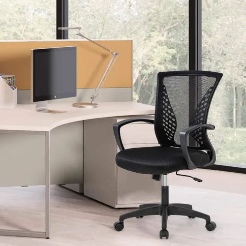 Silla de oficina en casa, silla de escritorio ergonómica, silla de computadora de altura ajustable con soporte lumbar, reposabrazos de malla, silla