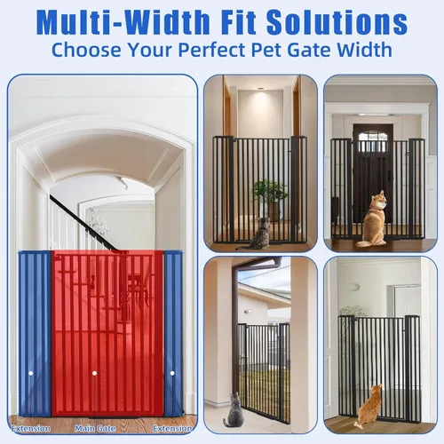 Miniatura 7 de SHYUJAJIE Puerta para mascotas extra alta de 55 pulgadas para gatos, puertas para perros anchas ajustables de 29.92"-43", puerta alta para mascotas