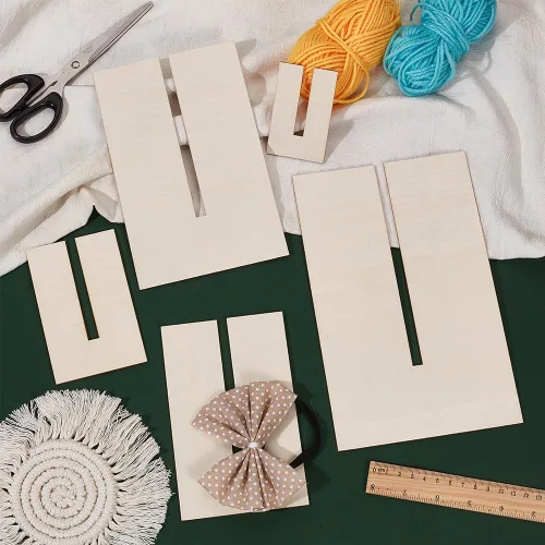 Miniatura 5 de BENECREAT 5 plantillas para hacer lazos, tableros de madera para coser manualidades, herramienta de costura para hacer cintas, cabello y regalos