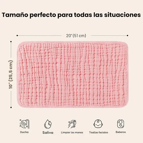 Miniatura 7 de Looxii - Paquete de 6 paños de muselina para eructos para bebé niña - 20 x 10 pulgadas - Ultra suaves y absorbentes, 6 capas 100% algodón para baba