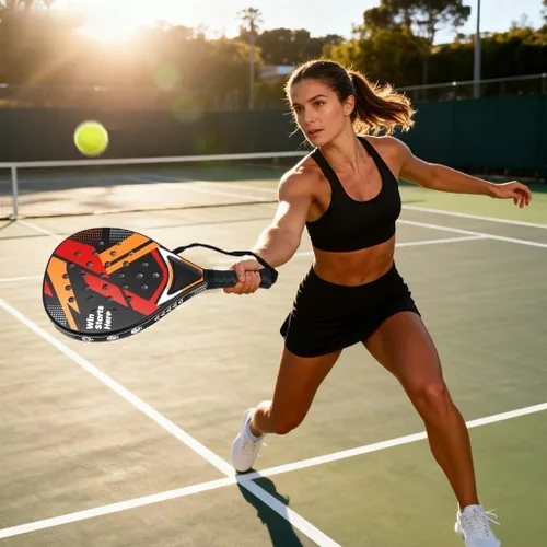 Miniatura 2 de Padel Racket Set of 2 - ABS Surface & EVA Foam Core, Beach Paddle Tennis Racquets for Adults, Including 2 Balls & Carry Bag - Outdoor, Sand, Rojo