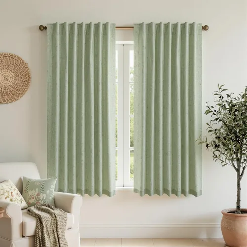 Miniatura 63 de KOUFALL - Cortinas de medio estilo francés de lino para ventana, juego de 2 cortinas cortas de 40 pulgadas de longitud, para privacidad, cortinas