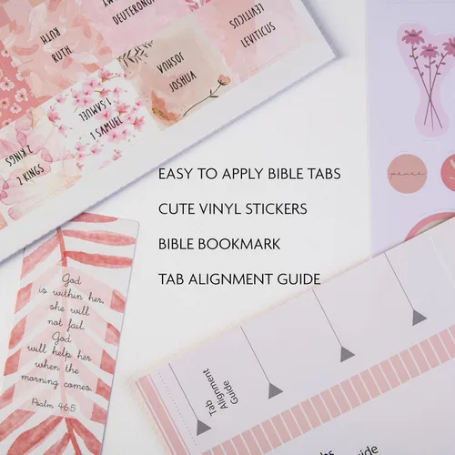 Miniatura 2 de DiverseBee Pestañas laminadas de la Biblia para mujeres (letra grande, fácil de leer), pestañas coloridas para libros de diario bíblico, regalo Rosa