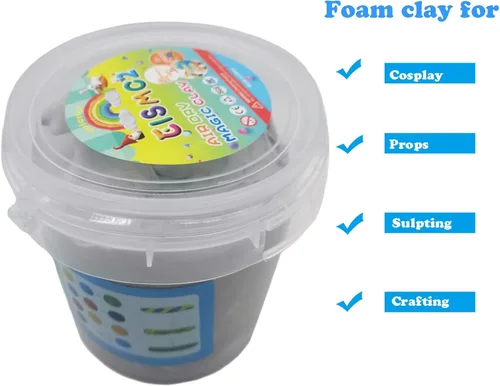 Miniatura 3 de Arcilla de modelado Air Dry de 10.5 onzas, arcilla mágica ultraligera, masa de moldura para bricolaje, colores primarios para niños, kit de Gris