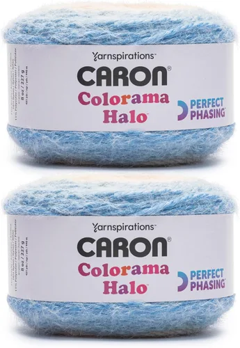 Miniatura 21 de Caron Colorama Halo Cake Ultra Marine Hilo - Paquete de 2 unidades de 8oz/226.79g - 71% acrílico, 18% nailon, 11% poliéster, #5 grueso, 60 yardas