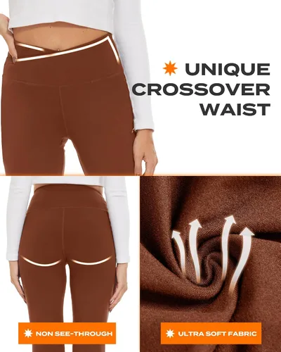 Miniatura 171 de TNNZEET Leggings acampanados negros para mujer, pantalones de yoga cruzados con bolsillos, corte de bota, leggings acampanados