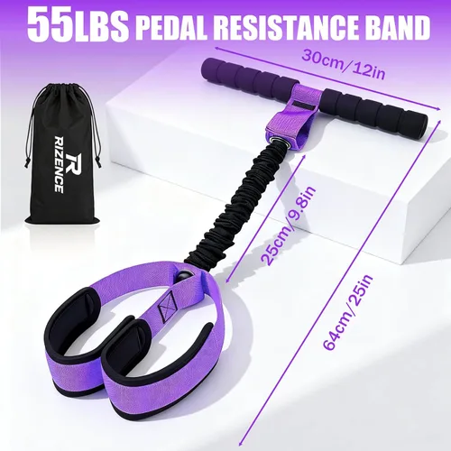 Miniatura 3 de Bandas de resistencia de pedal con mango - Banda de resistencia multifunción para pedal con póster de entrenamiento - Equipo de ejercicio