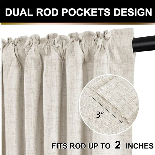 Miniatura 7 de 100% Blackout Shield Cortinas opacas completas para dormitorio de 63 pulgadas de largo, juego de 2 paneles, anillos de clip/bolsillo para barra