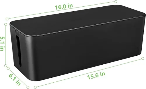 Miniatura 3 de Caja organizadora de cables, caja organizadora de cables grande para ocultar la regleta de alimentación y debajo del escritorio, organizador de Negro