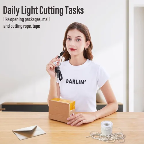 Miniatura 2 de Coowolf pequeña navaja de bolsillo plegable para mujeres y hombres con cadena – para cortar correo diario, paquetes, cuerdas y cintas, accesorios