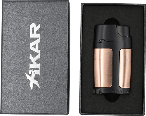 Miniatura 7 de Xikar ELX - Encendedor de llama de doble chorro con punzón de puros de 0.354 in, diseño ergonómico, bronce vintage Bronce con negro
