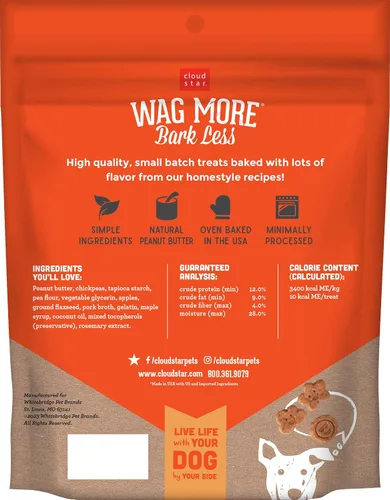 Miniatura 2 de Cloud Star Corp, Wag More Bark Less Soft & Chewy - Golosinas para perros de mantequilla de maní y manzanas sin granos