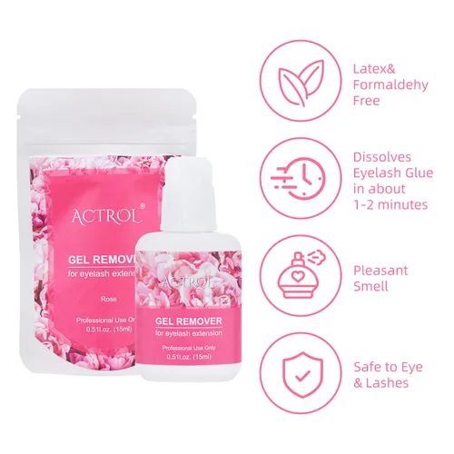 Miniatura 4 de Extensiones de pestañas, removedor de gel, 0.5 fl oz, rosa se disuelve rápidamente, pegamento para pestañas, profesional sensible y eliminación