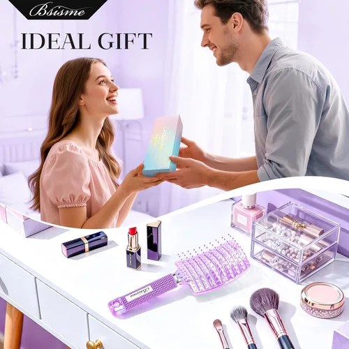 Miniatura 7 de Bsisme Juego de cepillos para el cabello, cepillo de pelo profesional curvado para un secado más rápido, cepillos desenredantes para mujeres