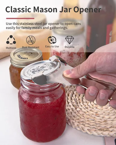 Miniatura 2 de CYDW Herramienta para abridor de tarros Mason sin abolladuras ni daños en la tapa, abrelatas manual multiusos, utensilio de extracción manual