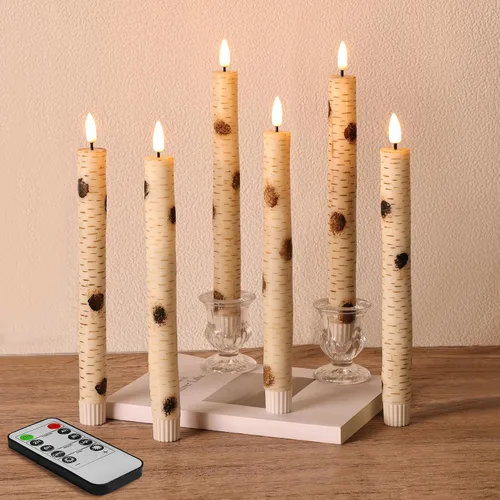 Miniatura 8 de Velas sin llama negras con control remoto, velas de LED realistas parpadeantes, operadas a batería, juego de 6