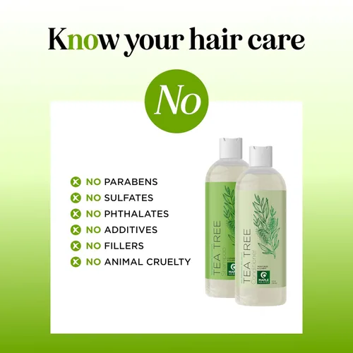 Miniatura 7 de Juego de champú y acondicionador de árbol de té, champú y acondicionador aclarante sin sulfato para el cuidado del cabello graso y el cuero