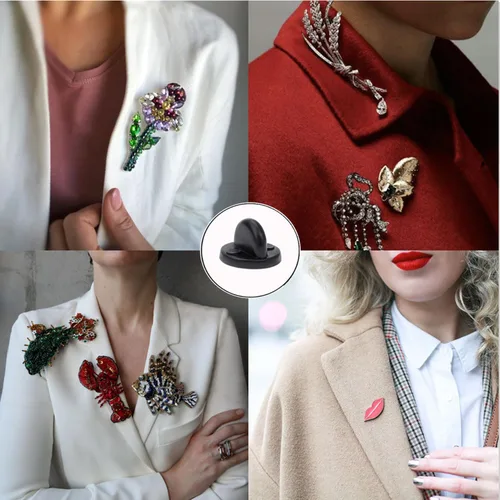Miniatura 6 de 50 piezas de pines de goma de PVC, parte trasera de seguridad para broche de corbata, sombrero, insignia, parte trasera de pasador de solapa de goma