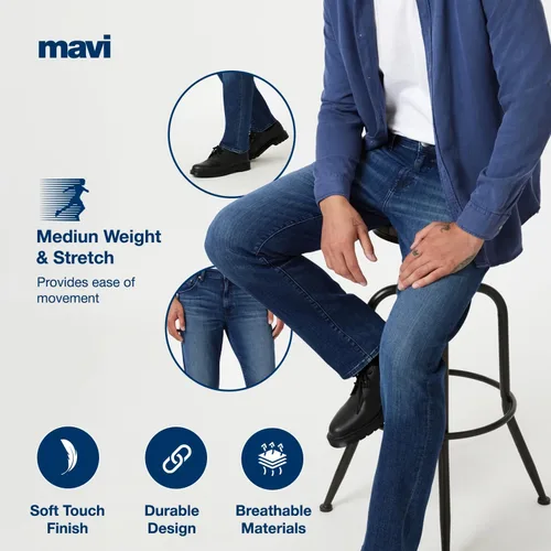 Miniatura 3 de Mavi Jeans Mens Zach ascenso Regular pierna recta en azul negro Williamsburg