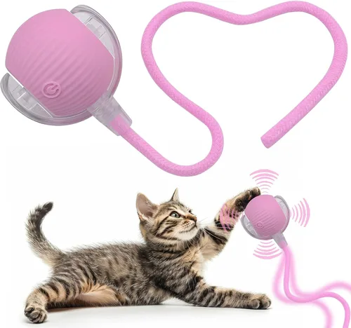 Miniatura 13 de Pelota interactiva de juguete para perros y gatos: pequeño juego para mascotas con luz LED y cola de cuerda para activar el movimiento, lindo regalo