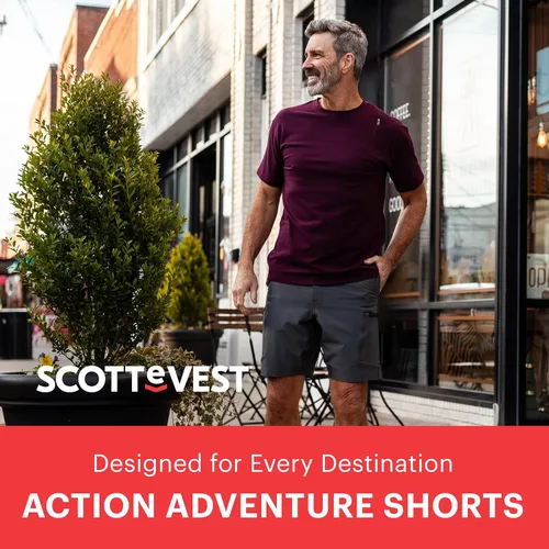 Miniatura 5 de SCOTTeVEST Action Adventure - Pantalón corto para hombre, 17 bolsillos ocultos, pantalón repelente al agua para viajes y más