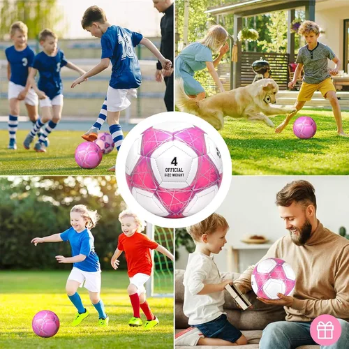 Miniatura 2 de STEEFAN Balón de fútbol verde azulado/azul/rosa, tamaño 3/4/5 para jugar al aire libre, pelota oficial de fútbol que cambia de color con agujas