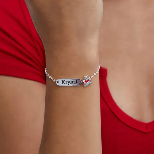 Miniatura 2 de Disney Winnie the Pooh - Pulsera personalizada de 5 pulgadas + 1 pulgada, pulsera con placa de identificación de plata de ley - Regalos de Winnie