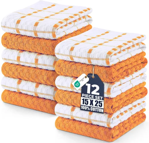 Miniatura 8 de Utopia Towels Kitchen - Juego de 12 toallas de cocina de 100 % algodón hilado en anillo de 15 x 25 pulgadas, súper suaves y absorbentes, juego