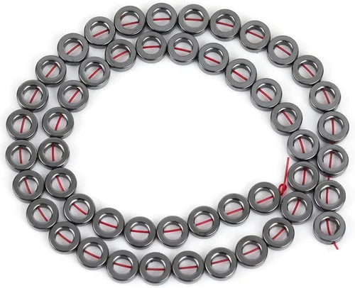 Miniatura 5 de HAAMIIQII 35 piezas de cuentas de gema suelta de hematita negra natural de 12 mm en forma circular, cuentas de piedra espaciadora para hacer