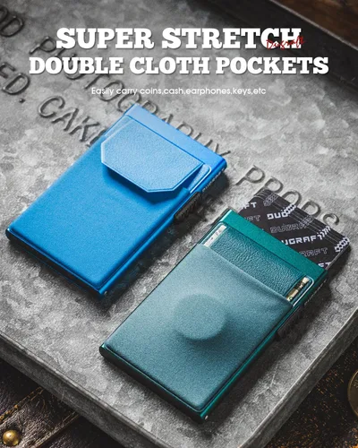 Miniatura 5 de DUGRAFT Tarjetero para tarjetas de crédito con bolsillo para dinero, minimalista, delgado, de aluminio, de metal, para hombres, con bloqueo RFID
