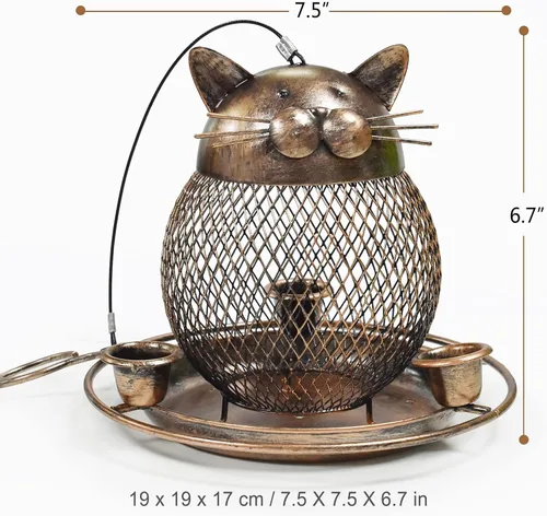 Miniatura 2 de Comederos para exteriores, comedero de metal resistente para pájaros silvestres, comedero para pinzones y gorriones para jardín y patio