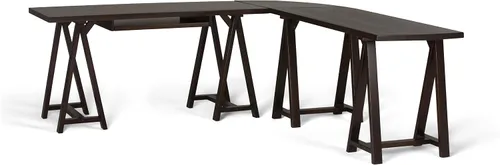 Miniatura 30 de Simpli Home - Sawhorse - Mesa de centro, color castaño oscuro., Pino, Distressed Grey
