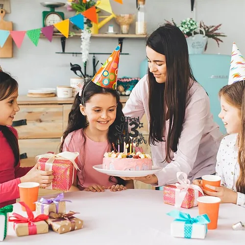 Miniatura 7 de Rsstarxi 1 paquete de 13 decoraciones oficiales para tartas de adolescentes con purpurina negra para decoración de pastel de cumpleaños de 13 años