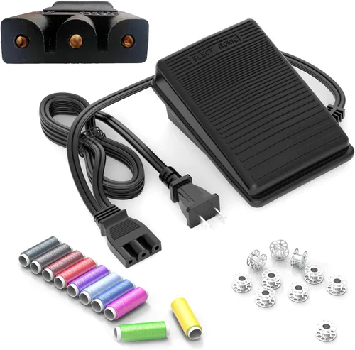 Miniatura 11 de Pedal y cable de alimentación para máquina de coser Brother, compatible con Brother #J00360051 JX2517 LX3817 1034D XL2600i LS2125 XM2701 LX3125