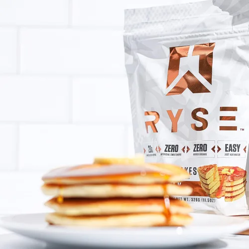 Miniatura 5 de RYSE Proteína Cargada Mezcla para Panqueques y Gofres - Suero de Leche - Desayuno Naturalmente Endulzado con 21g de Proteína, 3g de MCTs y 2g