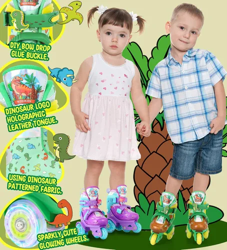 Miniatura 4 de Patines de ruedas ajustables para niños, niñas y señoras con ruedas que se iluminan con flash (edad 3-9), equilibrio de tres puntos, empaque de caja