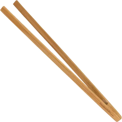 Miniatura 11 de BambooMN - Pinzas reutilizables de bambú "A" para tostadas de 7.9" - Marrón carbonizado - 10 piezas