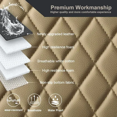 Miniatura 3 de West Llama Fundas Protectoras Inferiores de Cuero PU para Asientos de Automóvil Incluyen 1 Par de Almohadillas Protectoras de Asiento Delantero