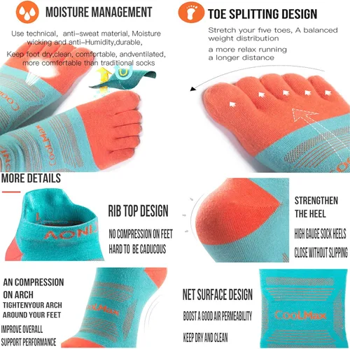 Miniatura 7 de AONIJIE Toe Socks for Men and Women High Performance Athletic Running Toe Socks