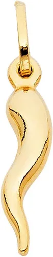 TGDJ Colgante de cuerno italiano de cornicello de oro amarillo de 14 quilates, 4 tamaños diferenciales disponibles, Metal