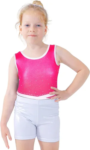 BAOHULU Leotardos para niñas, pantalones cortos de gimnasia bordados con purpurina