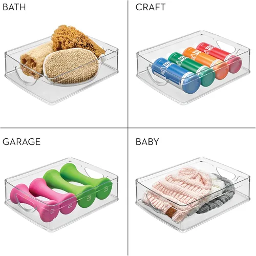 Miniatura 7 de iDesign contenedor apilable para despensa con asas para gabinetes o nevera, transparente, fabricado en EE. UU