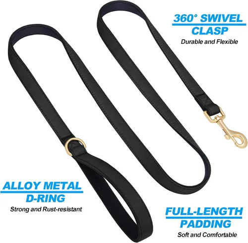 Miniatura 4 de Didog Correa para perro de nailon colorido de 5 pies con acolchado suave de longitud completa, ligera y duradera para perros pequeños, negro, S