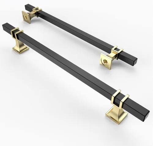 Miniatura 16 de Asidrama - Paquete de 10 manijas para alacena de 3 pulgadas (76mm) de color negro mate y dorado, tiradores para gabinete, accesorios para gabinete