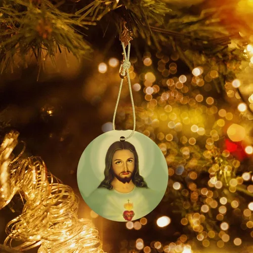 Miniatura 3 de Sagrado Corazón de Jesús (1) Adornos de cerámica para colgar en la familia, adornos colgantes de cerámica