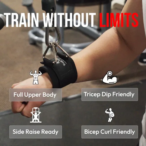 Miniatura 4 de Soporte de muñequera – Accesorios de cable para entrenamiento de máquina de gimnasio, correas de muñeca ajustables para levantamiento de pesas